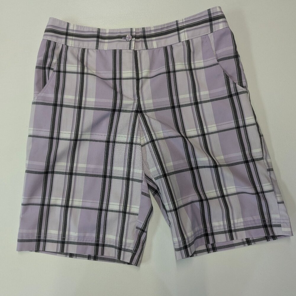 Izod Golf Shorts Size 8 Lavender Plaid